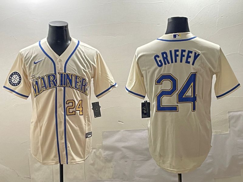 Men Seattle Mariners 24 Griffey Cream Game 2025 Nike MLB Jersey style 4